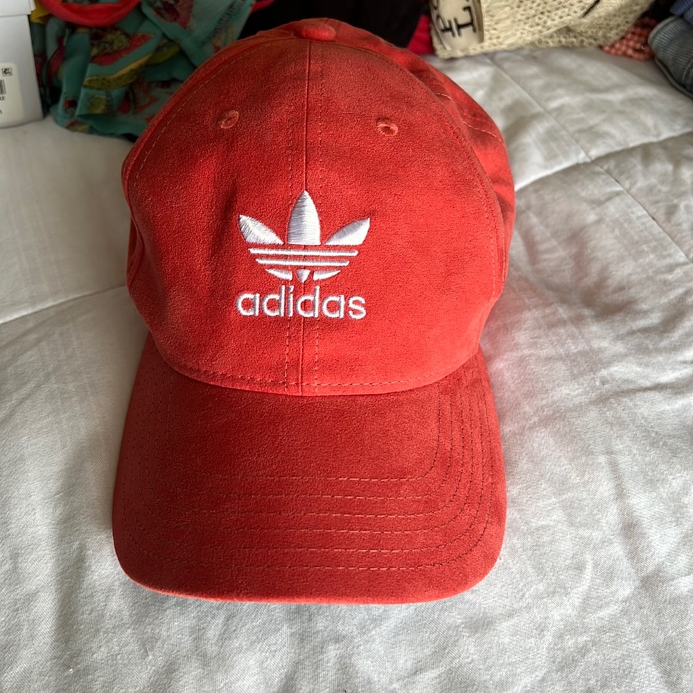 NWOT light red suede adidas strap back hat